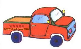 宝马小汽车简笔画彩色