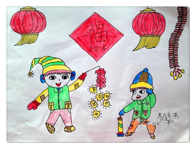 2016猴年春节儿童画:福到