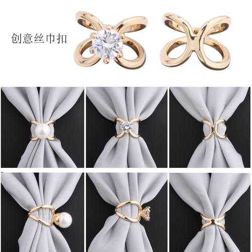 百搭丝巾扣高档优雅大气单环珍珠锆石丝巾圈简约两用围巾丝巾配饰