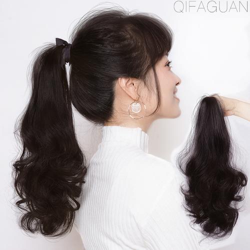 超轻巧假发女中长发马尾绑带式抓夹大波浪中长卷发仿真发自然蓬松