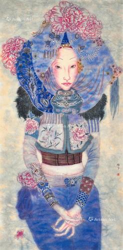 0240人物镜片设色纸本