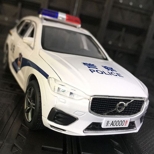 jk823517仿真沃尔沃xc60警车合金模型儿童特警公安玩具车金属声光