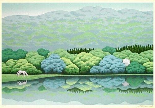 日本国武久巳丝网版画作品,国武久巳〈1930一2008〉其版画在日本堪称