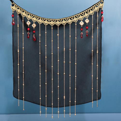 汉服面纱古风流苏遮面帘宋制头饰舞蹈少女遮脸纱巾