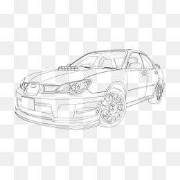 简约手绘线描轿车造型