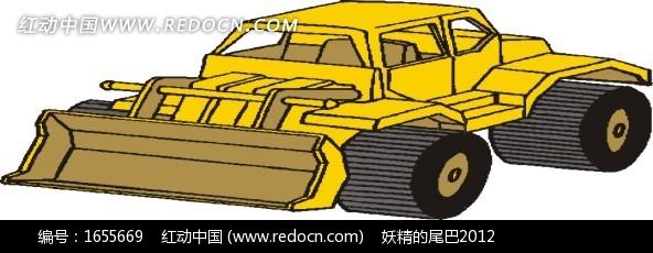 一部黄色推土车