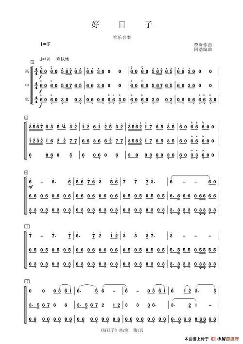 好日子(管乐合奏)_简谱