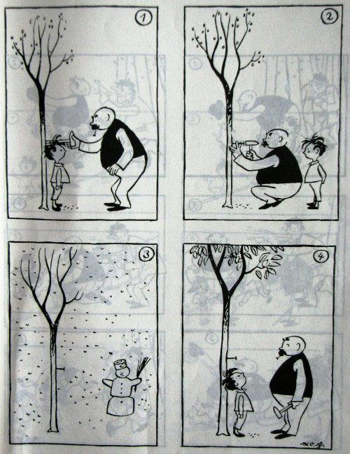 第二年春天,爸爸再让儿子去量身高,儿子却《父与子》之一年之后