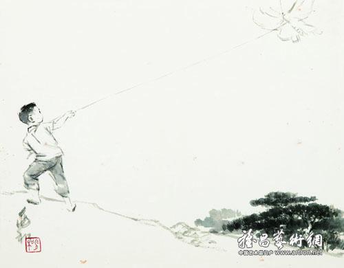 lot24 蒋兆和《放风筝》26x36cm