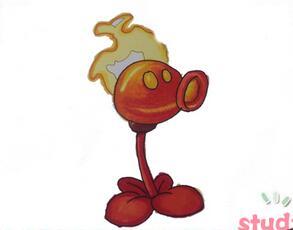 火焰豌豆射手简笔画教程