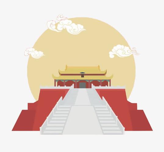 卡通古代故宫红色建筑免抠素材免费下载_觅元素51yuan