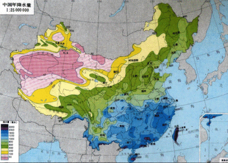 地理的降水分布图