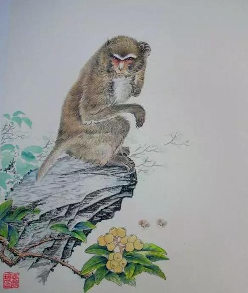 工笔画——猴