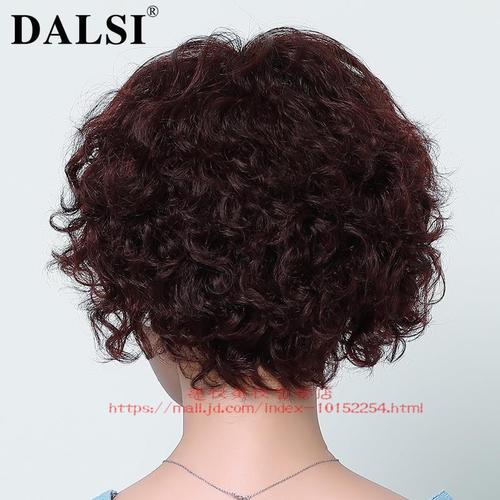 真发假发女短发逼真自然中老年假发短卷发送妈妈款中年女士假头套wro