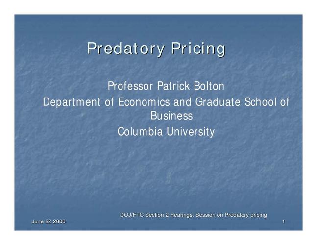 bolton ppt predatory pricing