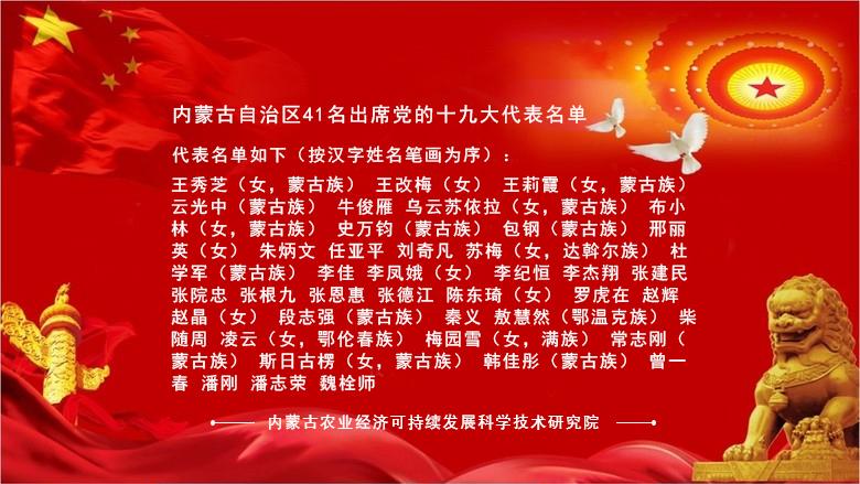 内蒙古自治区十九大党代表会议出席人员及简介