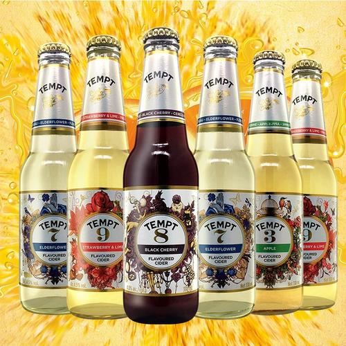 瓶组合装 6 330ml 诱惑系列露酒果味女士啤酒 cider tempt 丹麦原装