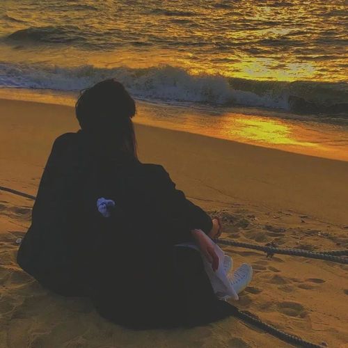 唯美意境情侣头像·落日·剪影|"从此,有人问我粥可温