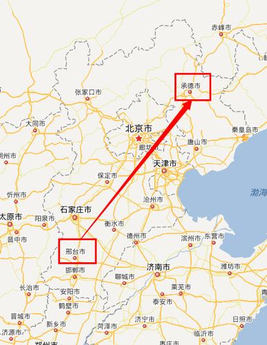 邢台市在承德什么地里位置