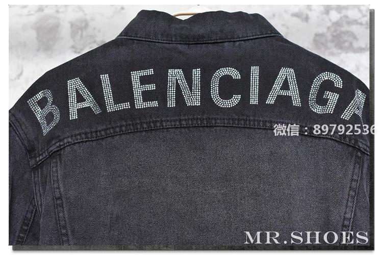 balenciaga 巴黎世家 后背水晶钻镶嵌字母 牛仔夹克
