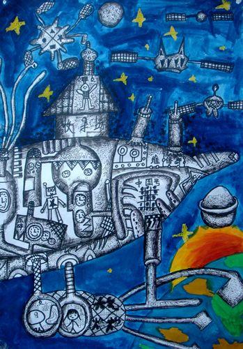 未来战机/少儿绘画作品/儿童画/网络美术馆_中国少儿