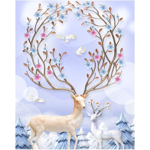 蒙娜丽莎2021新款客厅发财鹿十字绣好评好店