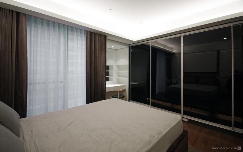 现代风格室内卧室隐形门衣柜装修效果图