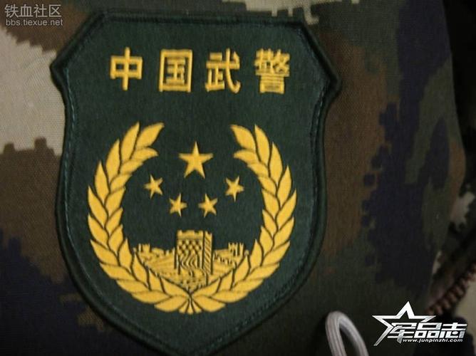 臂章,武警部队的特色,缝式臂章,而不是三军的挂式臂章