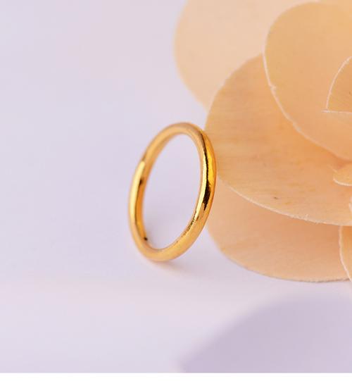 老庙黄金足金素圈戒指5g摩登金光圈乾坤圈细圈简约对戒/定价新款