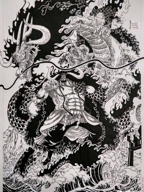 客订海贼王凯多(有过程)_海贼王_手绘_马克笔_文化