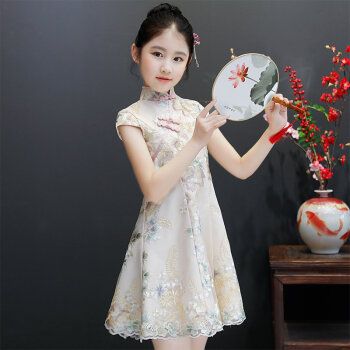 迪士尼同款儿童旗袍2021新款女童旗袍中大童唐装中国风公主裙洋气礼服
