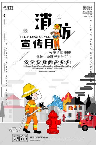 个性简约消防宣传月海报