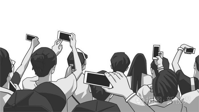 音乐会观众欢呼和录音与电话在活节日党表现