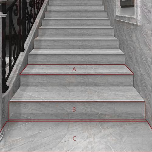 楼梯瓷砖踏步通体大理石一体式步级梯级灰色地砖釉面砖