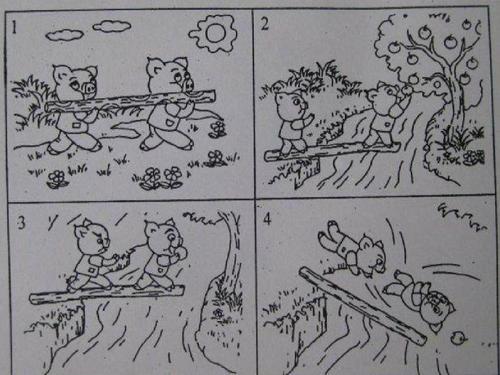 4幅简笔画连一个故事