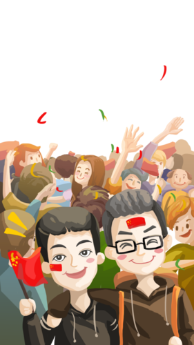 国庆节素材手绘卡通人物png素材