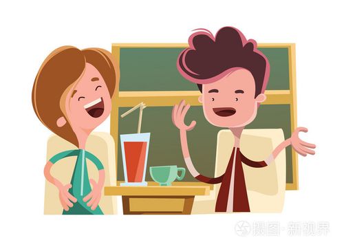 在酒吧里聊天的朋友矢量图卡通人物插画-正版商用图片