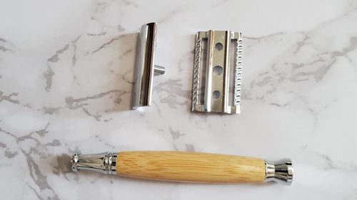 老式手动剃须刀 传统刮胡刀 双面剃须刀 实木主杆配锌