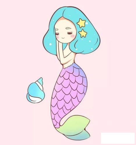 漂亮的美人鱼儿童简笔画步骤画法图片