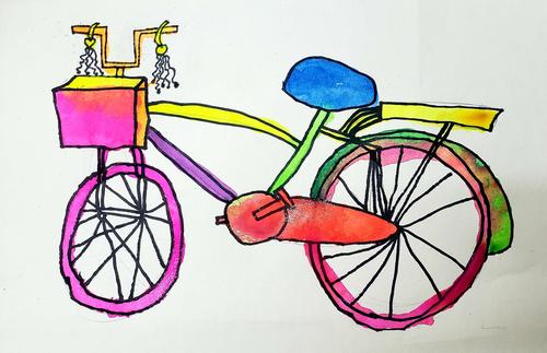 创意美术补课第三节《我的自行车》