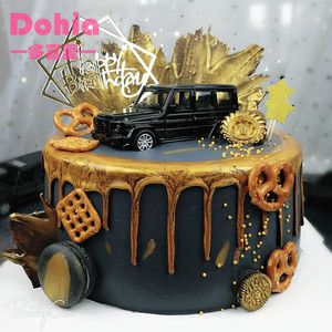 南京多喜爱抖音网红ins汽车黑金色男士创意生日蛋糕淡奶同城配送