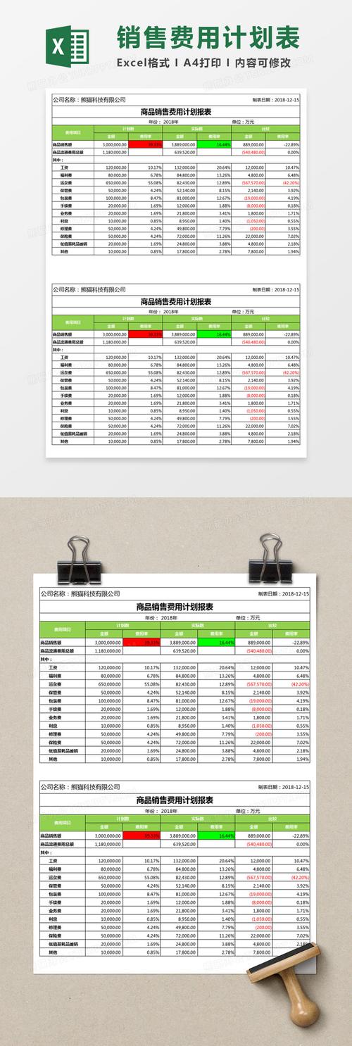 销售费用计划报表excel模板供会员免                    介绍ppt素材