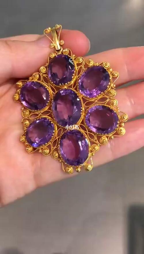 古董首饰|乔治晚期大颗浓郁紫水晶大盘吊坠_紫水晶_吊坠_首饰_珠宝