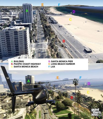 莫尼卡   d:圣莫尼卡码头   e:malibu大厦   f:世纪城周边/贝弗利山庄