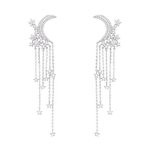 韩国时尚章亮星星纯银网红耳钉女长款气质设计师流苏耳环超仙吊坠