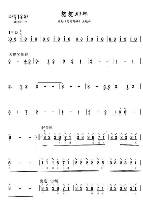 匆匆那年琵琶谱-中国音乐之声(金色风铃)网