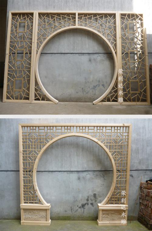 月亮门拱门圆洞门玄关隔断中式屏风仿古落地罩酒楼