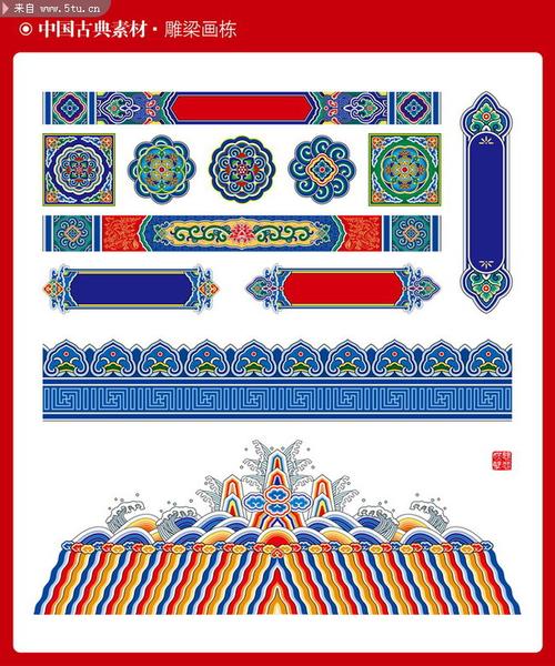 古建筑雕梁画栋经典图案素材ai格式