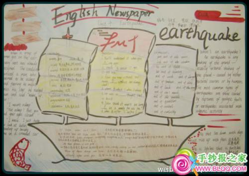 高一有关地震的英语手抄报 关于地震的手抄报