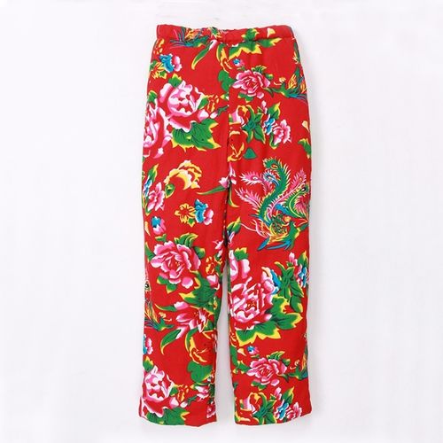 棉裤绿色老式花袄东北北大花裤女外穿民族风网红棉裤